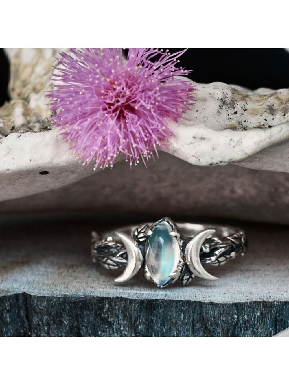 Vintage Triple Moon Crescent Band Moonlight Desing Ring